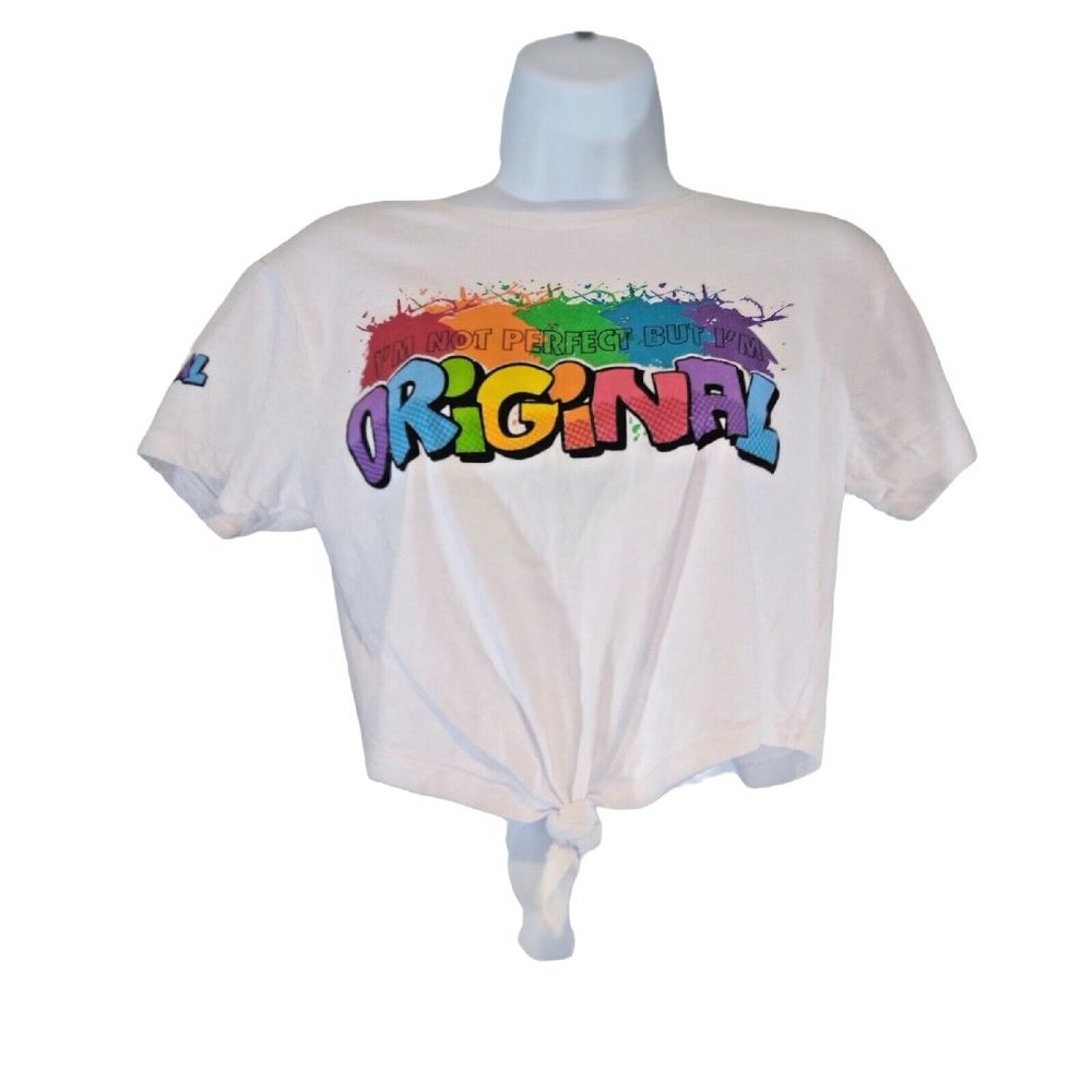 On Fire Cropped Shirt – Women's Medium – "I Am Not Perfect But‎ Original" – 100%